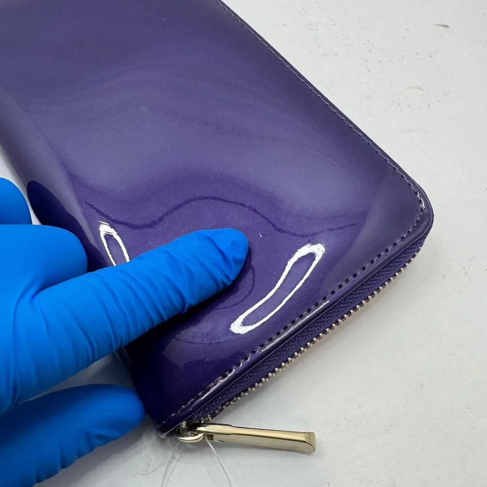 Bottari Wallet Women OS Purple Patent Leather Zip Around‎ Accordion 1078TP